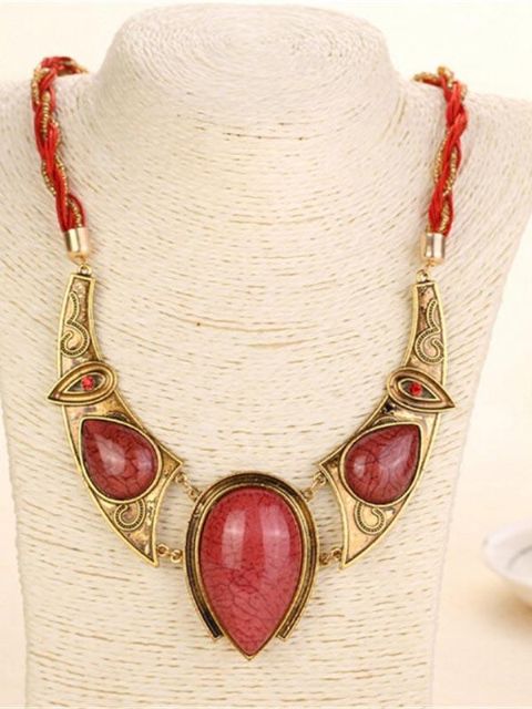 Frauen neue Kette Wein rot Retro böhmischen nationalen Wind Anhänger Halskette
