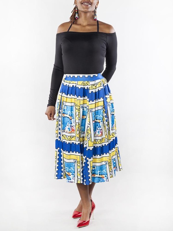 2PCS Kvinder Print Kjole Suit Set Solid Crop Top Uregelmæssig Nederdel Kjole Suit Elastisk Wasit