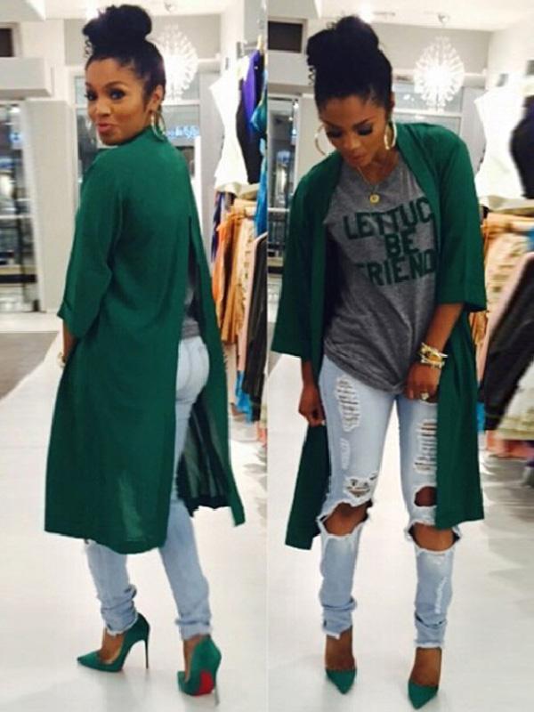 Frauen Herbst Heißer Verkauf Herbstmode Grün Lange Shirt Plus Size Tops Bluse Umhang