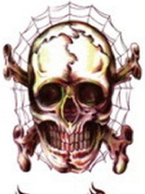 Halloween Horror Skull Bat Mönster Vattentät Tatuering Klistermärken Dekaler Tillfällig Tatuering