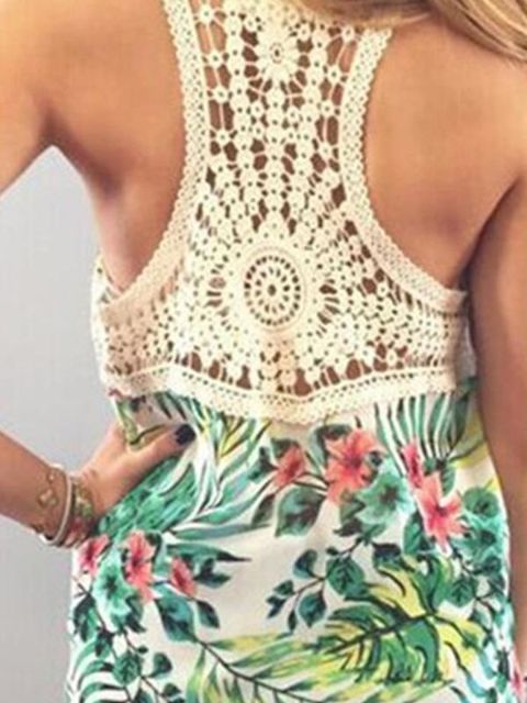 Camisola de alças da forma das mulheres Suspender Gallus Floral Imprimir Vest Tops Casual