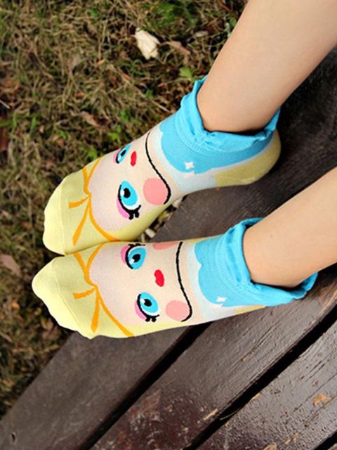 Nye forår og sommer 3D tegneserie dejlig pige design low cut sokker bomuld afslappet sokker