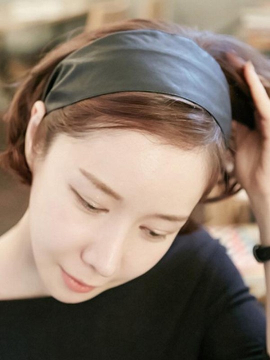 Korean Style Women's Simple Desgin Wide Fashion PU Hair Accessories Headband