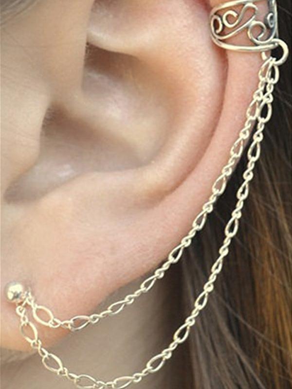 Fashion Unisex New Personality Punk Style Creative Tassel Design Ear Clip Earrings