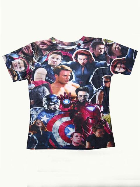 Tíska Prent T-bolur Round Neck Stuttar ermar Casual Bolir