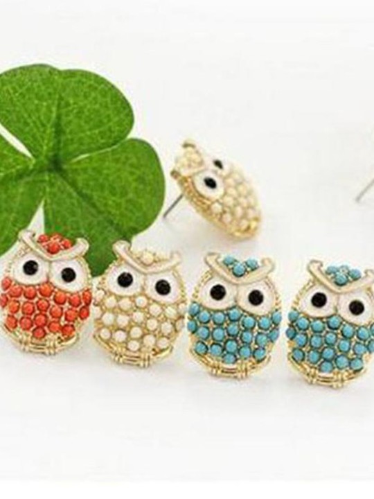 Kvinders mode nye simple søde ugle øre stud øreringe