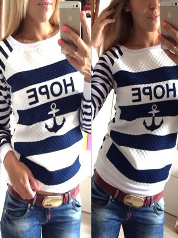 Dam Ny Långärmad Fritidsstil Brevtryck Hope Plus Storlek Mjuk Tröja Topp