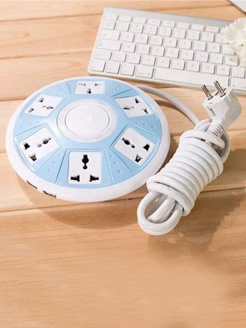 Älykäs USB-liitäntä 6 pistorasiaa 2 USB-lähtöä UFO-muotoinen 10A ylikuormitussuoja USB-virtalähde kotiin / toimistoon