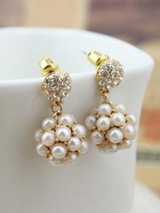 Nýtt tískumerki hannað Charm Statement Ball Eyrnalokkar Aukabúnaður Skartgripir fyrir konur glitrandi kúlu perlueyrnalokkar