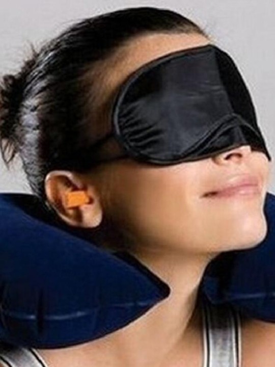 Flocking U-Shape Inflatable Air Occipital Oversize Travel Set Pillow Neck Cushion