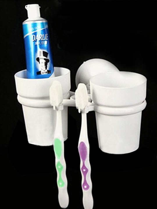 Kraftig sugevæg tandbørste kopholder til badeværelsestilbehør + installationsværktøj