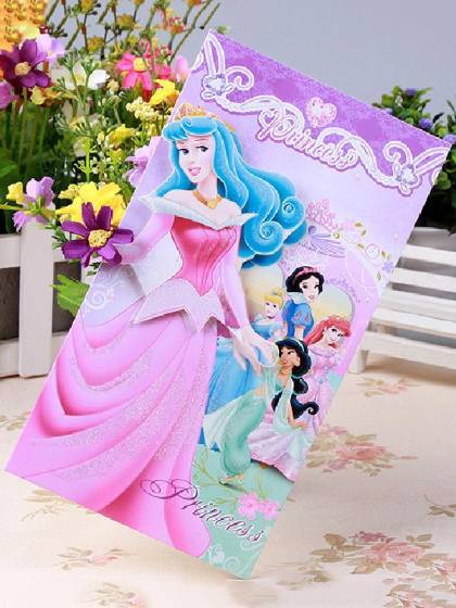 Tarjetas de felicitación de cumpleaños de Navidad Tarjeta plegable de patrón de Blancanieves Tarjetas postales Regalos de niños (enviar por azar)