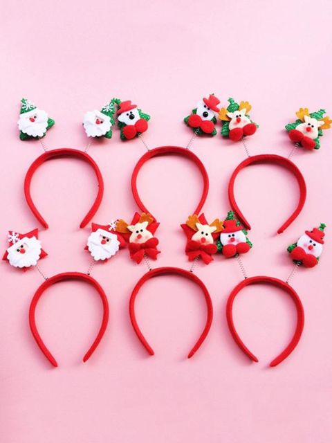 Christmas Celebrations Xmas Hands Up Santa Claus Snowman Deer Bear Pattern Head Bands Festival Decrorative Props Girls Headwear