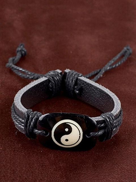 Mode läder unisex armband Tai Chi skalle Wolf Head Punk stil smycken