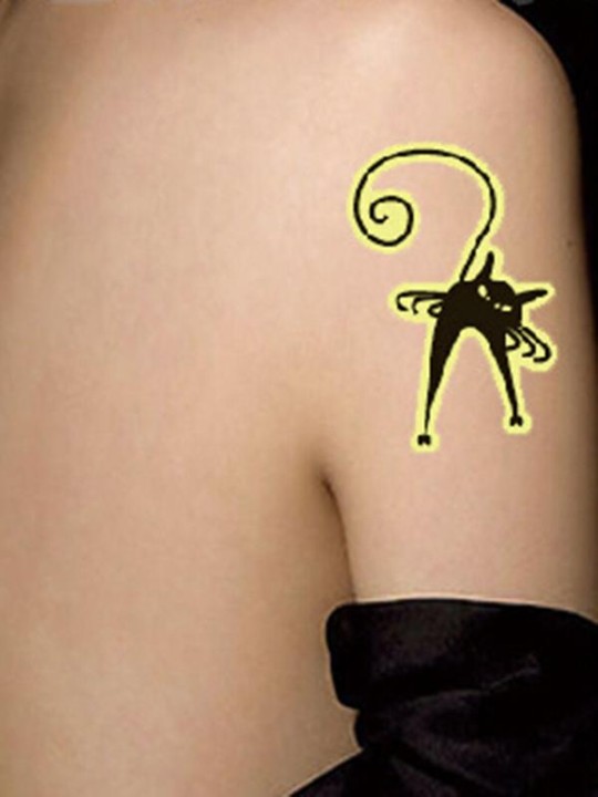 Unisexe Mode Chat Motif Noctilucous Étanche Tatouage Autocollants Stickers Tatouage Temporaire