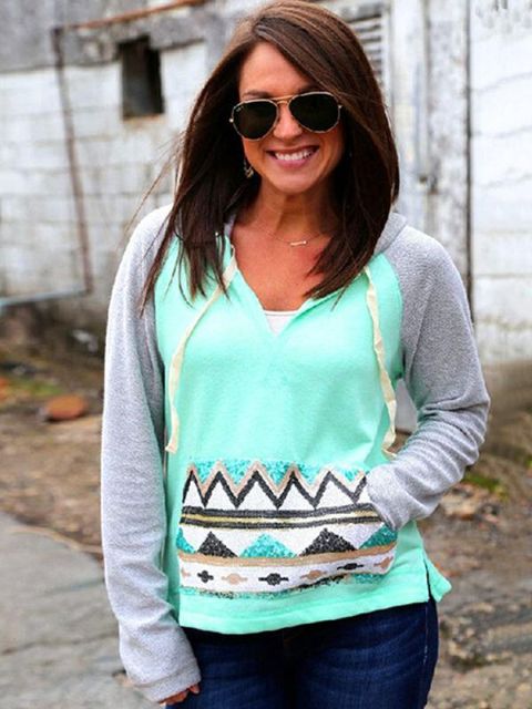 Syksyn muoti naisten virkkaus takki hupparit printti puseroilla hattuilla (S / M / L / XL)