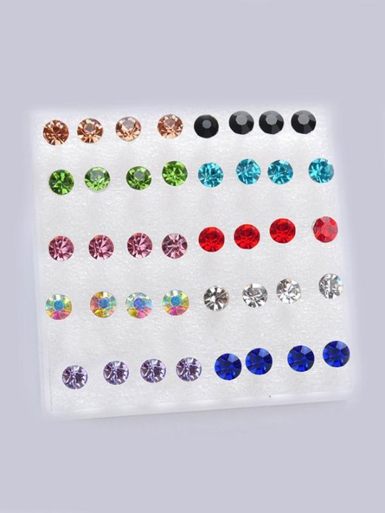 1 æske 20 par blandet farve/klare krystal ørestikker øreringe 4 mm 5 mm Splinterny Hot sælger