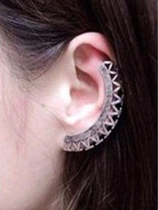 Moda Unissex New Personality Estilo Punk oco esculpida Fan Design Ear Clip Earrings