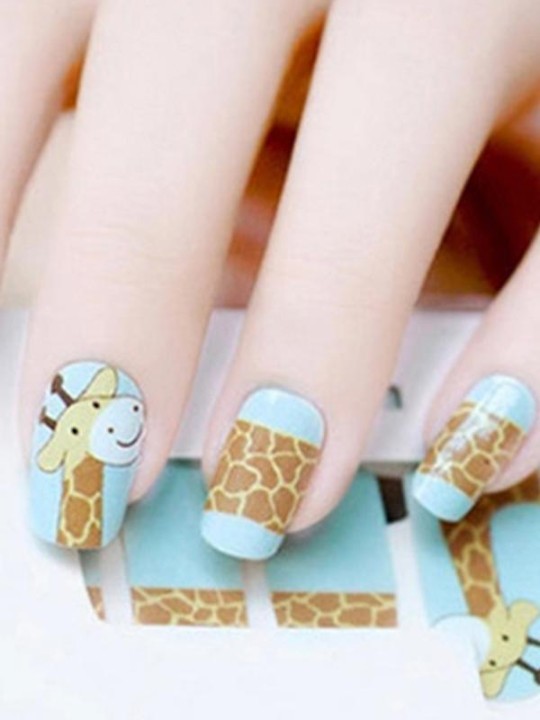 Girafa bonito das mulheres Padrão DIY Sticker Nail Art Decalques Unhas Wraps Ferramentas Manicure