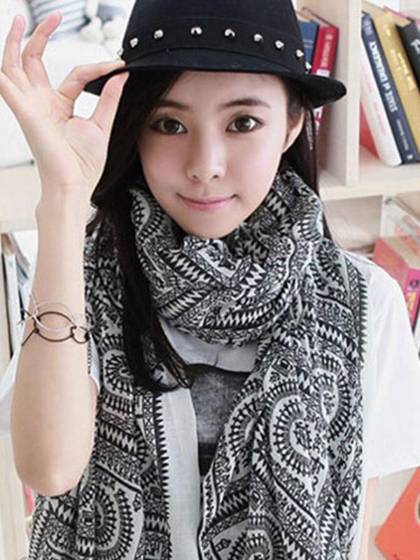 Neue Frauen Herbst Winter Geometrie Spirale Warme Schals Voile Schal