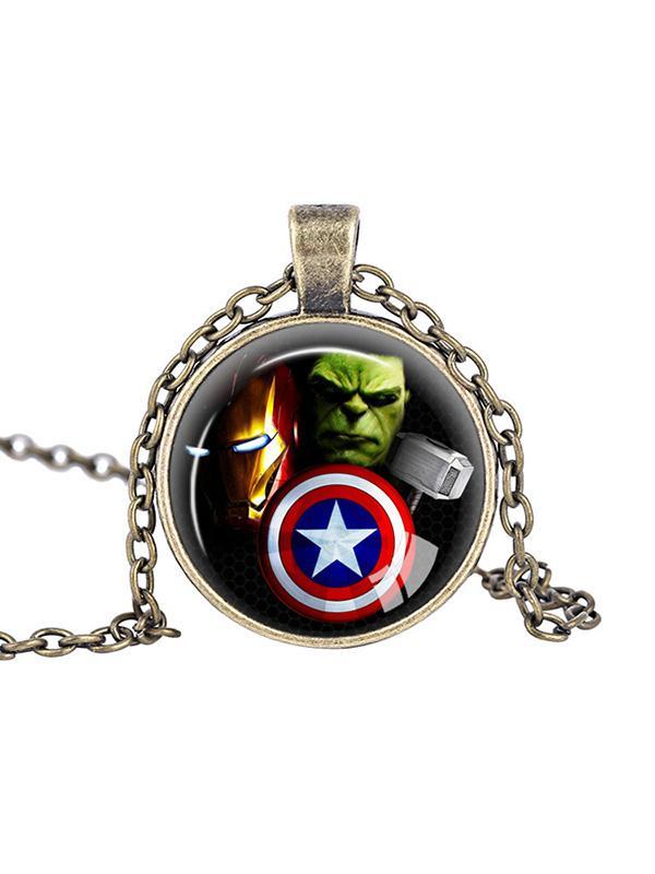 Ny film Film Vintage Smycken American Superhero Captain America Shield Pendant Necklace Logo Smycken Round Star Pendant
