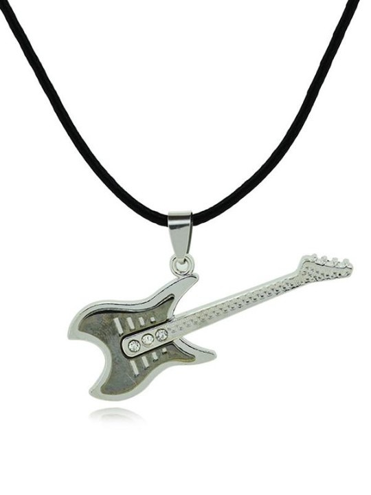 Muoti punk hopea riipus kaulakoru kitara muoto köysi lausuma unisex kaulakorut kesä tyyli kristalli hieno korut