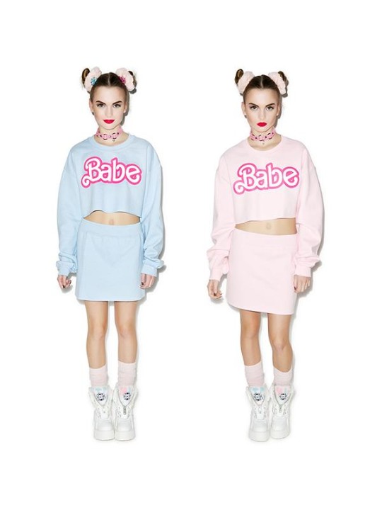 Moda Casual Street Sports Short Design manga comprida Nua Midriff Camisola e Saia Suit Sets