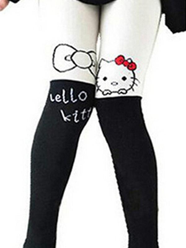 Nytt mode Söt babystrumpor Hello Kitty Print Barn Kids Strumpbyxor Strumpbyxor Strumpbyxor