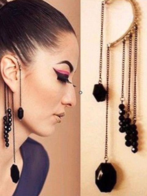 Damenmode Neue Persönlichkeit Punk Style Sexy Perlen Quaste Design Ohrclip Ohrstecker Ohrringe