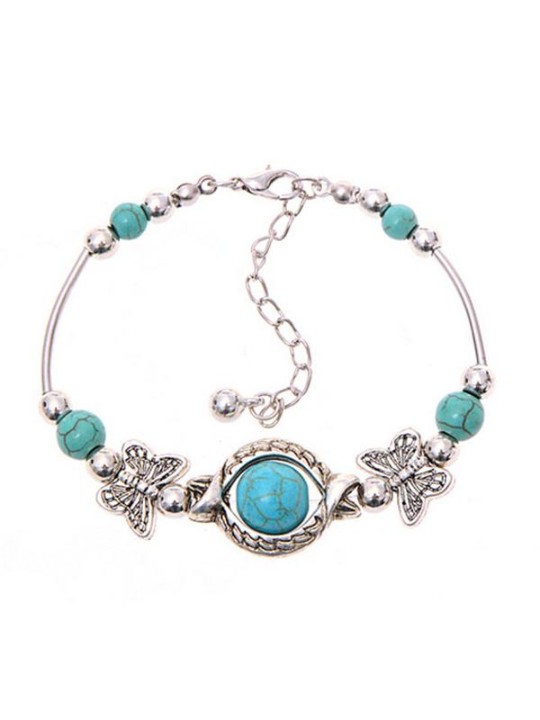 Hot Fashion Türkis Perlen versilbert Schmetterling Form Armband handgemachte Accessoires Schmuck Geschenke