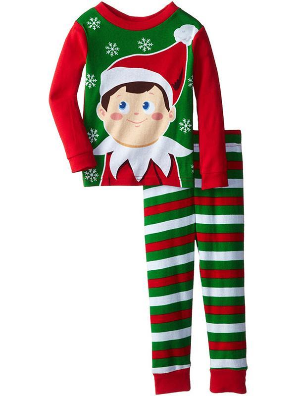 Moda Crianças Roupas Meninos Ternos Meninas Tops De Algodão + Calças Listradas Pijamas Crianças Conjuntos de Pijamas