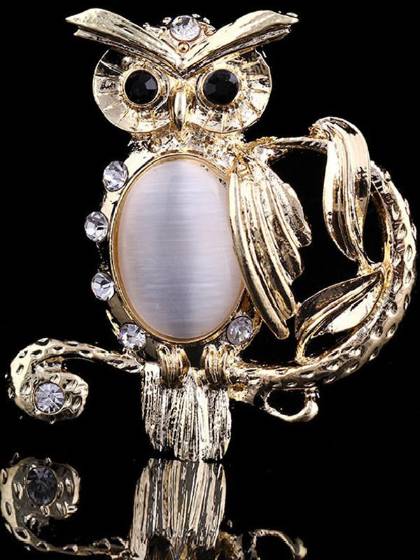 Broche de décoration de hibou en cristal de conception créative de nouvelle mode unisexe