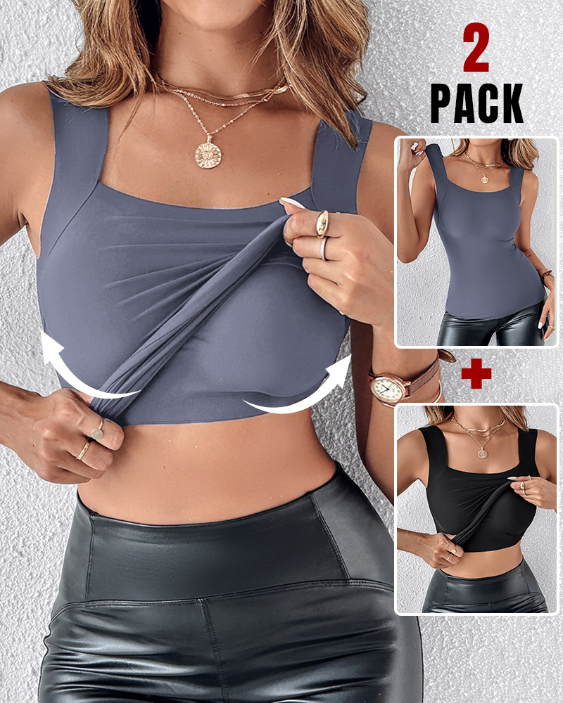 ChicMe ContourX 2-teiliges Shapewear-Tanktop mit U-Ausschnitt und integriertem BH, hochelastisch, ärmellos, schmale Passform, Tops, Camisole