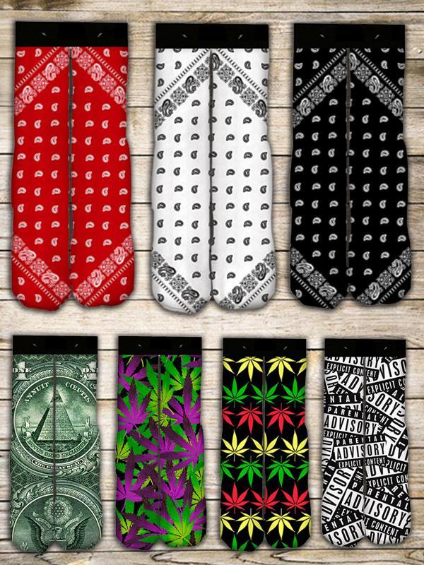 Knästrumpa Tidsbegränsad Rushed Polyester Kontrastfärg Meias Unisex Strumpor 3d Digital Fritid Unisextryckt Lång Strumpa