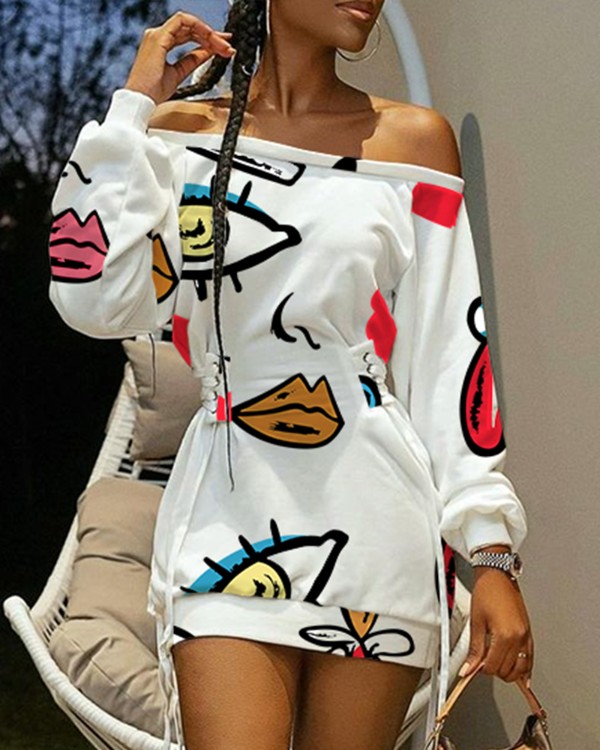 Robe décontractée à lacets et à épaules dénudées