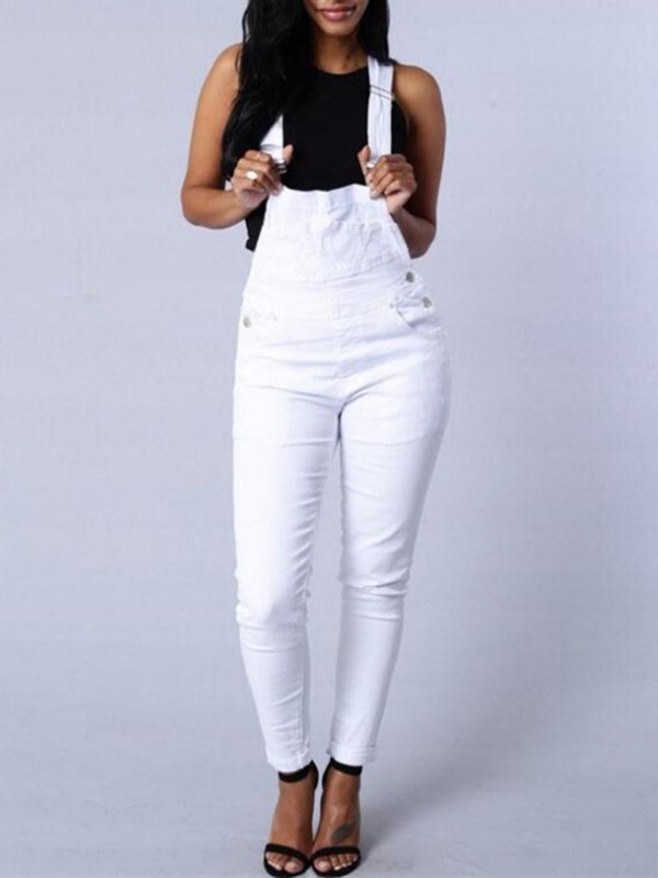 Frauen Mode lange dünne beiläufige Overall Strampler Overalls Hosenträger Hosen Bleistift Hosen