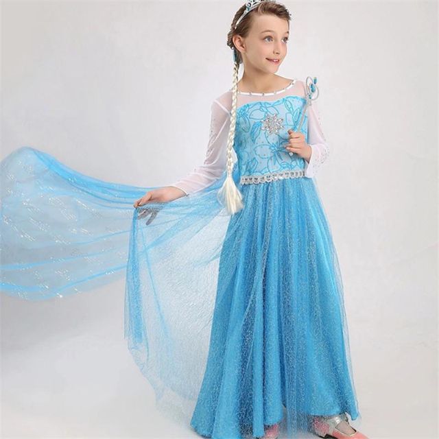 Nuevo Frozen Free Fall Children Dress Vestido de princesa Kids Clothing Disfraz de Niñas Traje de Niños