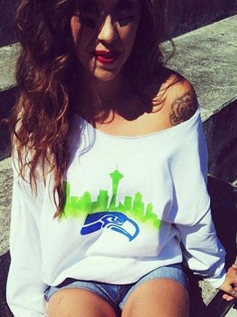 Frauen New Fashion Heißer Verkauf Sexy Langarm High Tower Printed One Shoulder T-shirt Sweatshirt Tops