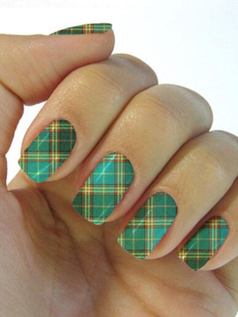 Women's New Fashion DIY Casual Plaid Sticker Nail Art Decals Nails Wraps  Nail Tools Manicure