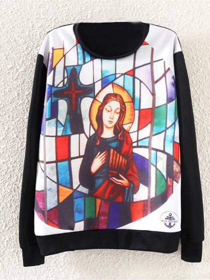 Herbst Mode neue Frauen lose große Größe Lady Printing Long Sleeves Pullover