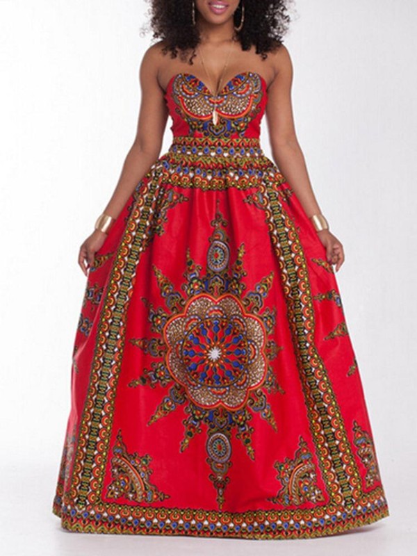 Frauen Sexy V-Ausschnitt Druck Maxi Kleid Ärmellos bodenlangen eingewickelt Brust Casual Dress Strand Urlaub Kleid