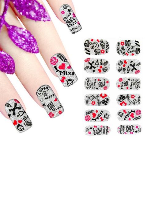 Autocollant brillant pour femmes DIY Nail Art Stickers Nails Wraps Nail Tools Manucure