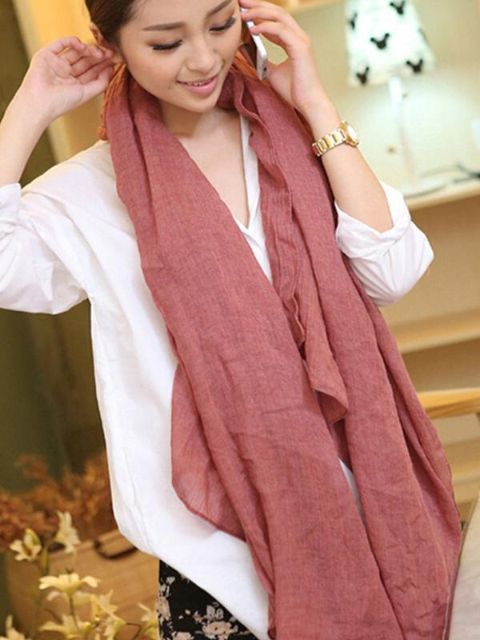 Las mujeres de la manera Otoño Invierno de Algodón Suave de Color Sólido Larga Cálida Bufandas Voile Chal Toalla de Playa de Protección Solar de Tela