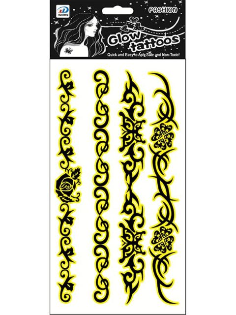 Unisex Mode Blumen Blumen Muster Noctilucous Wasserdichte Tattoo Aufkleber Decals Temporäre Tattoo