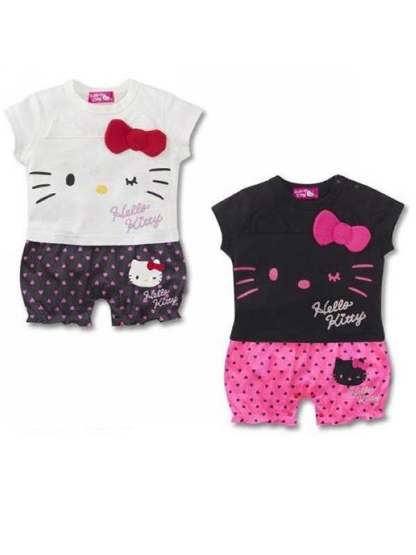 Nueva Moda Niños Niños Niñas Bebés Ropa infantil Hello Kitty Ropa de algodón completa Conjunta Mono