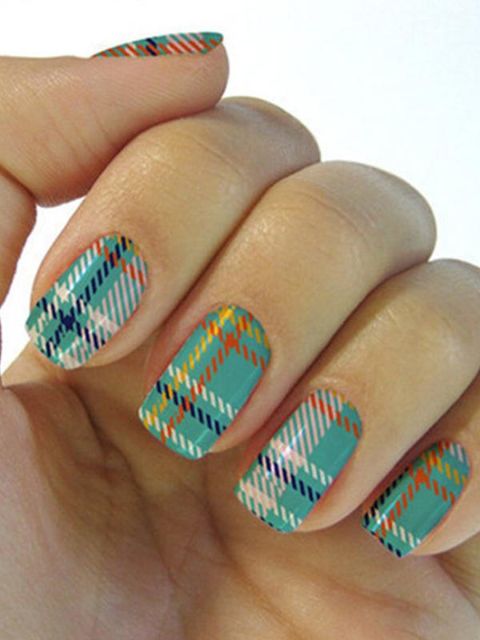 Nueva DIY de las mujeres Casual etiqueta engomada de la tela escocesa Nail Art Calcomanías Uñas Wraps Nail Tools Manicure