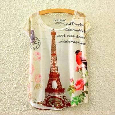 Uusi muoti naisten lyhythihainen graafinen painettu t-paita