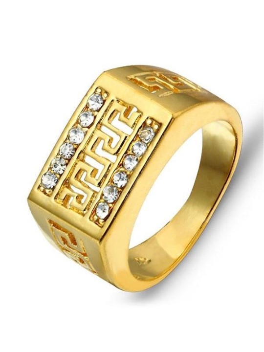 18K Best Gift Gold Plated Unisex Jewelry Finger Rings Party Ornaments Cubic Zirconia Rings