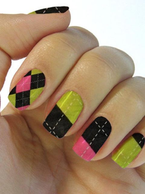 Frauen DIY Elegant Plaid Muster Nail Art Decals Nägel Wraps Nagel Werkzeuge Maniküre