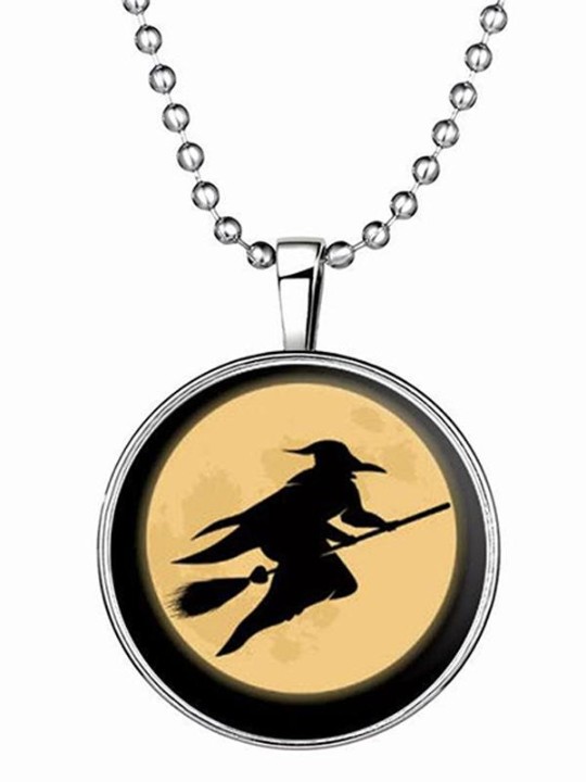 Balai Sorcières Noël Halloween Collier Pendentif Veilleuse Glow In Dark Cadeaux Bijoux